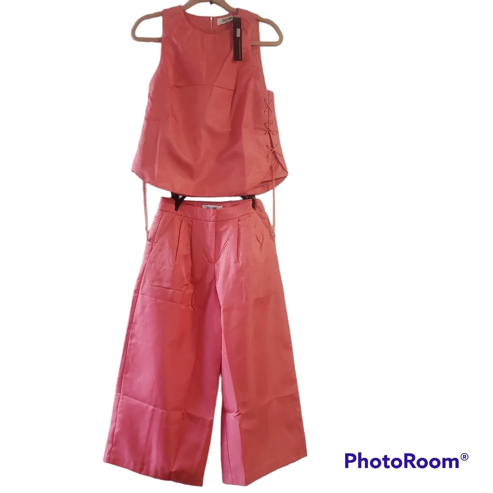 Wide leg silk Taffeta pant and top - Picture 1 of 5